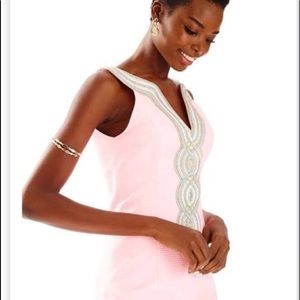 Lilly Pulitzer Embellished Pink Vally V-neck shift